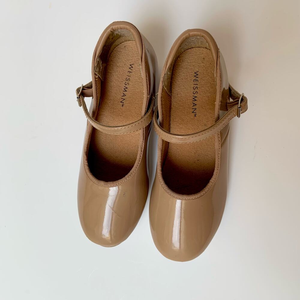 Weissman Patent Mary Jane Tap Dance Shoes Tan Caramel Girl's Size 1.5A M - Picture 2 of 9